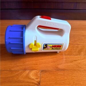 Vintage Disney Mickey White & Blue Kids Flashlight Toy